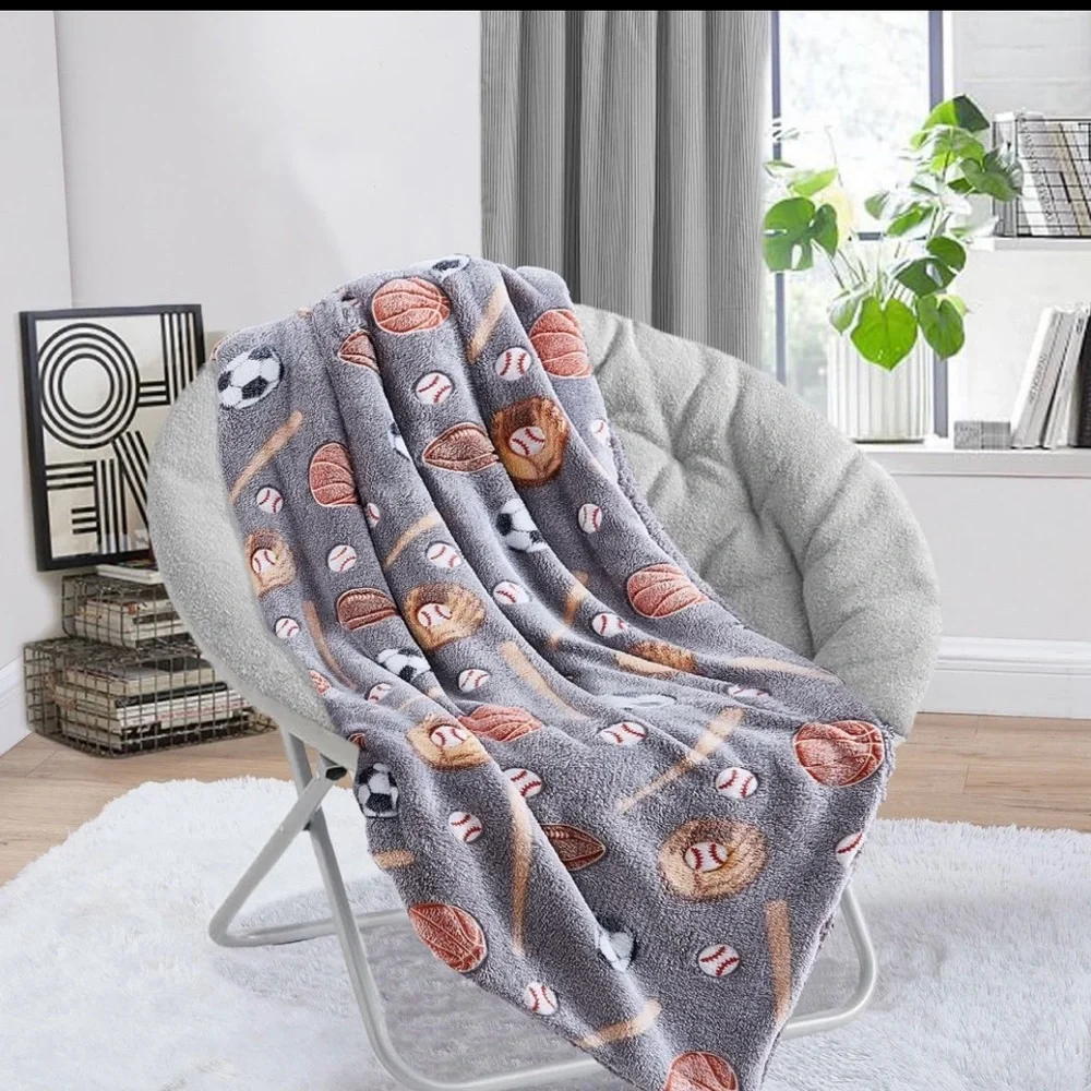 Gray Sports Glow in the Dark Reversible Sherpa Throw.